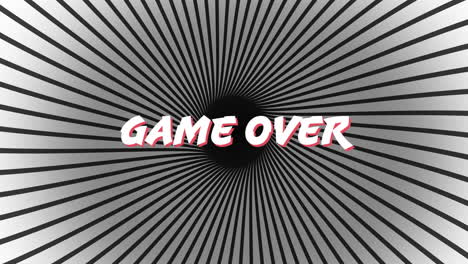 animation of game over text over stripes pattern