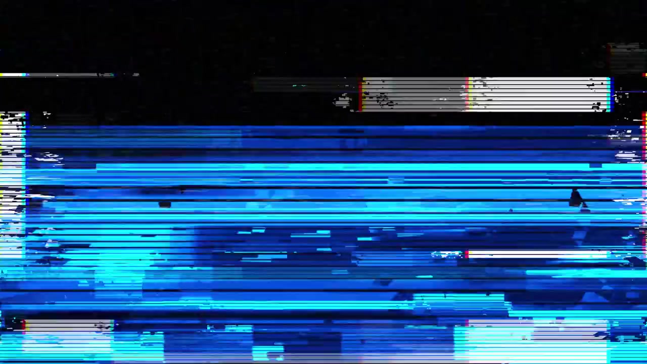 Digital Glitch Effect with Blue and White Horizontal Lines