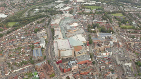 top down pan up aerial shot of watford town centre