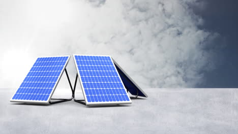 animation of solar panels with the sky in background