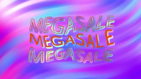 Animation-of-mega-sale-text-over-shapes-on-blue-background