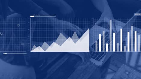 Animation-of-statistics-and-data-processing-over-woman-using-computer