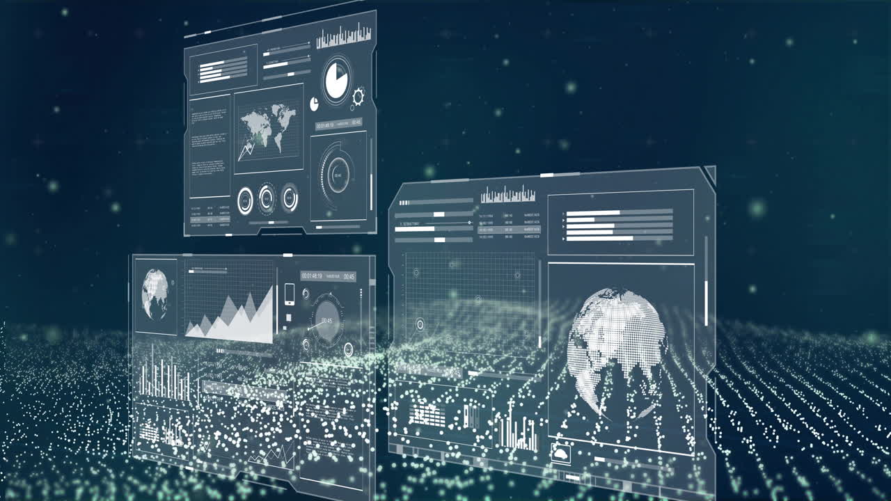 Digital data analytics and global statistics animation over network of connections