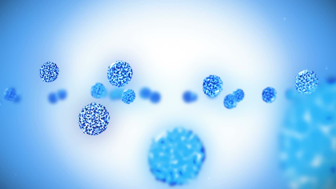 célula de virus en forma esférica. virus patógenos que causan infección. animación en bucle de virus humanos. microorganismo bacteriano. brote de enfermedad viral.