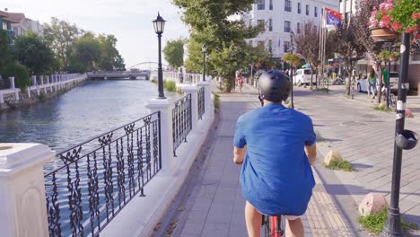 cycling by the river.