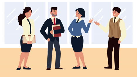 business team workers characters animated