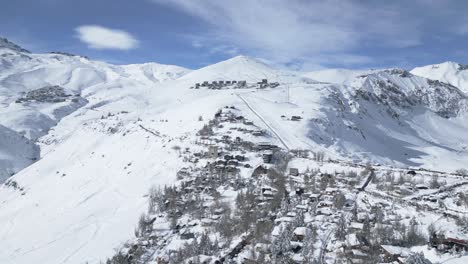 snow in winter, snowy valley in the andes mountain range, country of chile