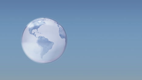 animation of spinning globe on blue background