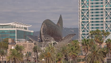 barcelona beach skyline viewed from the port