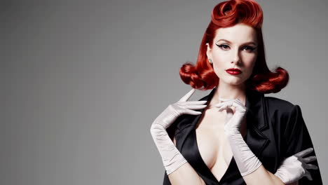 elegant woman with red vintage hairstyle