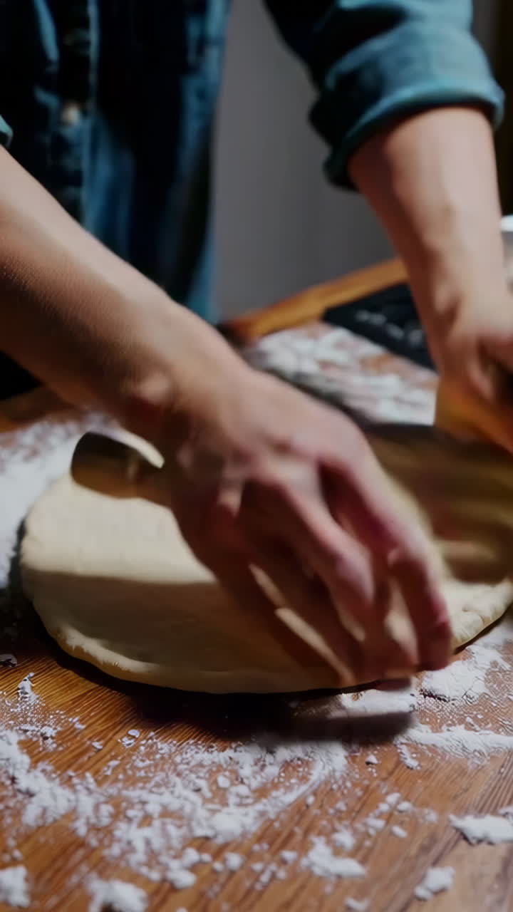Person Rolling Dough for Baking