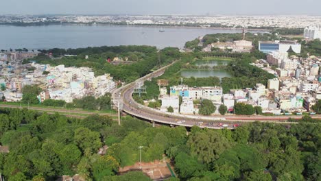 aerial view of hyderabad, the capital and largest city of the indian state of telangana