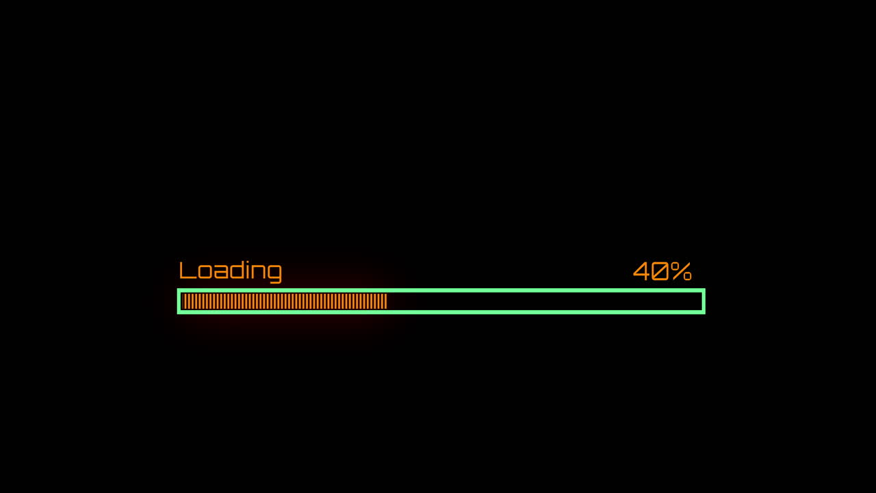 Digital Loading Progress Bar Animation on Black Background