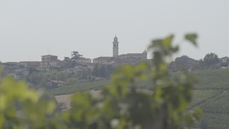 landscape of oltrepo' pavese with vineyards and villages with ramp focus, italy