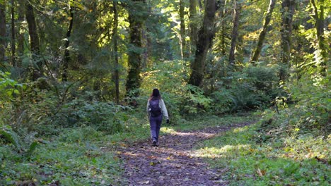 Mujer-Caminando-En-El-Noroeste-Del-Pacífico