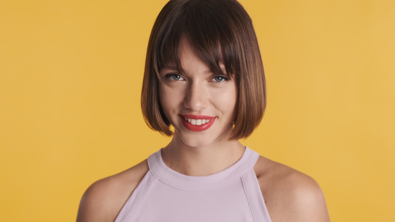 Smiling pretty woman posing