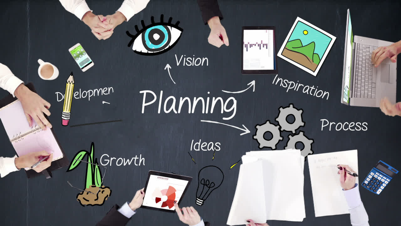 사업가 들 의 손 이 일 하고 있다