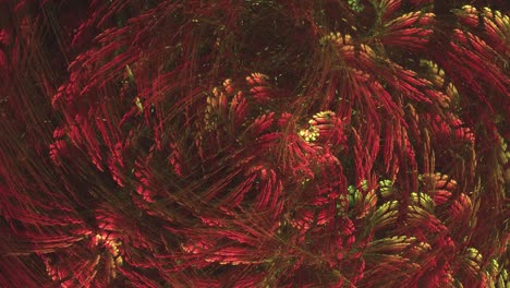 colorful red rusty enigma of abstract leaves swirling and intersecting in bizarre motions, seamless looping animation