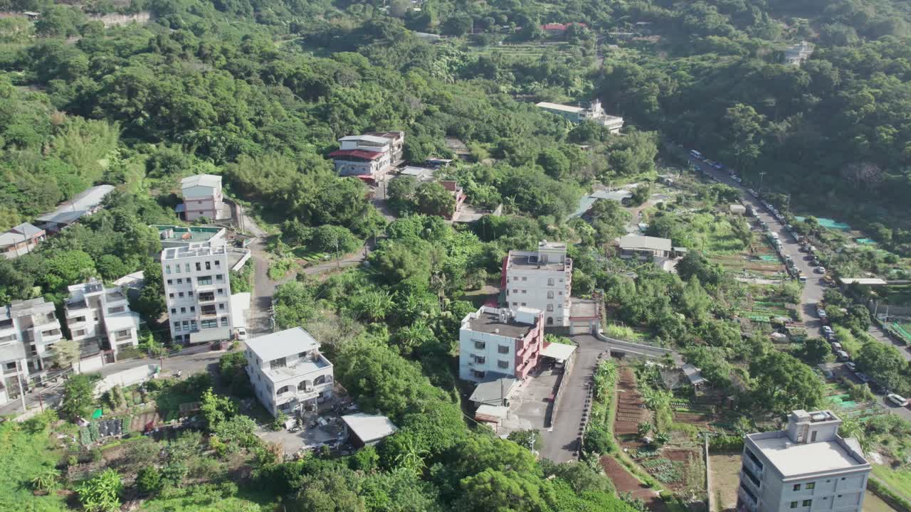 zhuwei, tamsui 지역은 푸른 풍경과 주거 건물로, 기울어, 공중