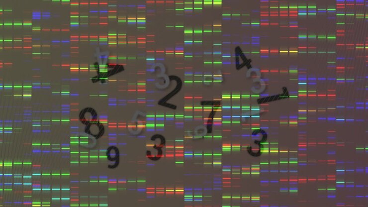 Animation of data processing on black background with numbers