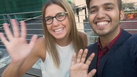 happy multiethnic couple having video chat