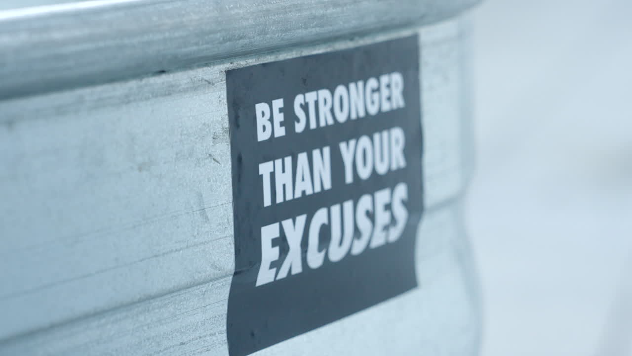 Be Stronger Than Your Excuses Sticker On An Ice Bath Basin