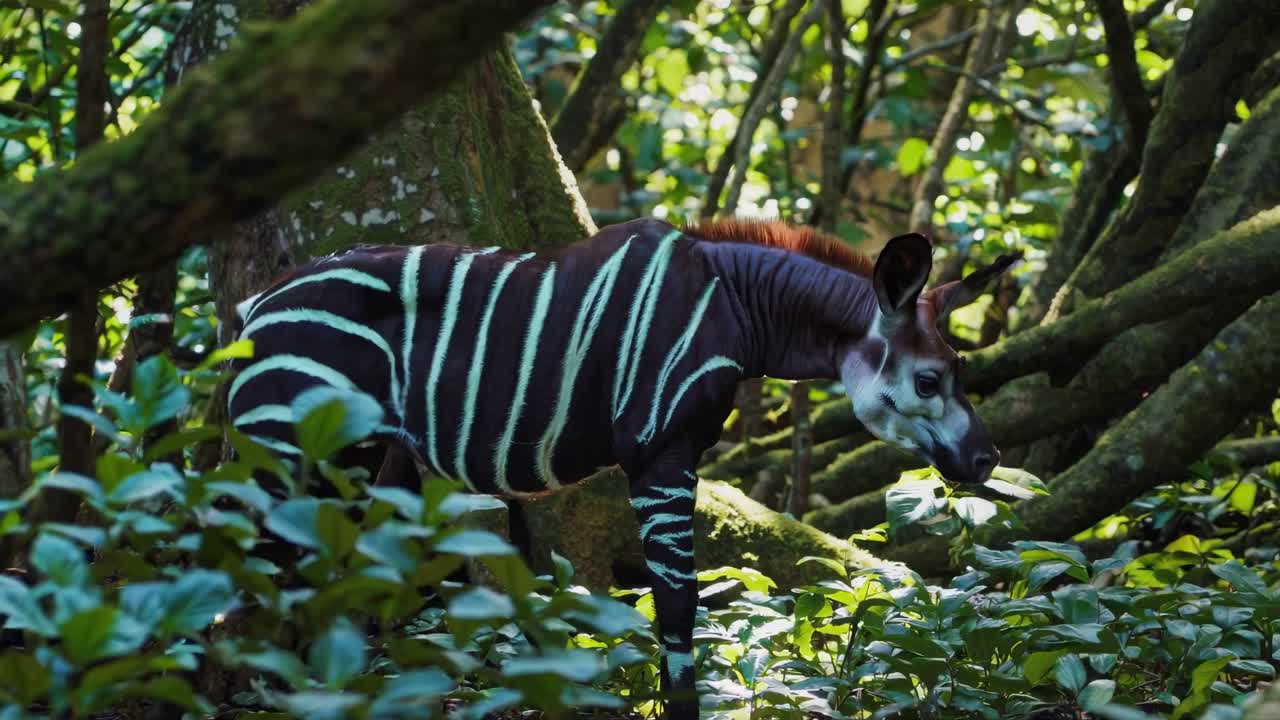Okapi in the African Forest | Vídeo de stock Premium