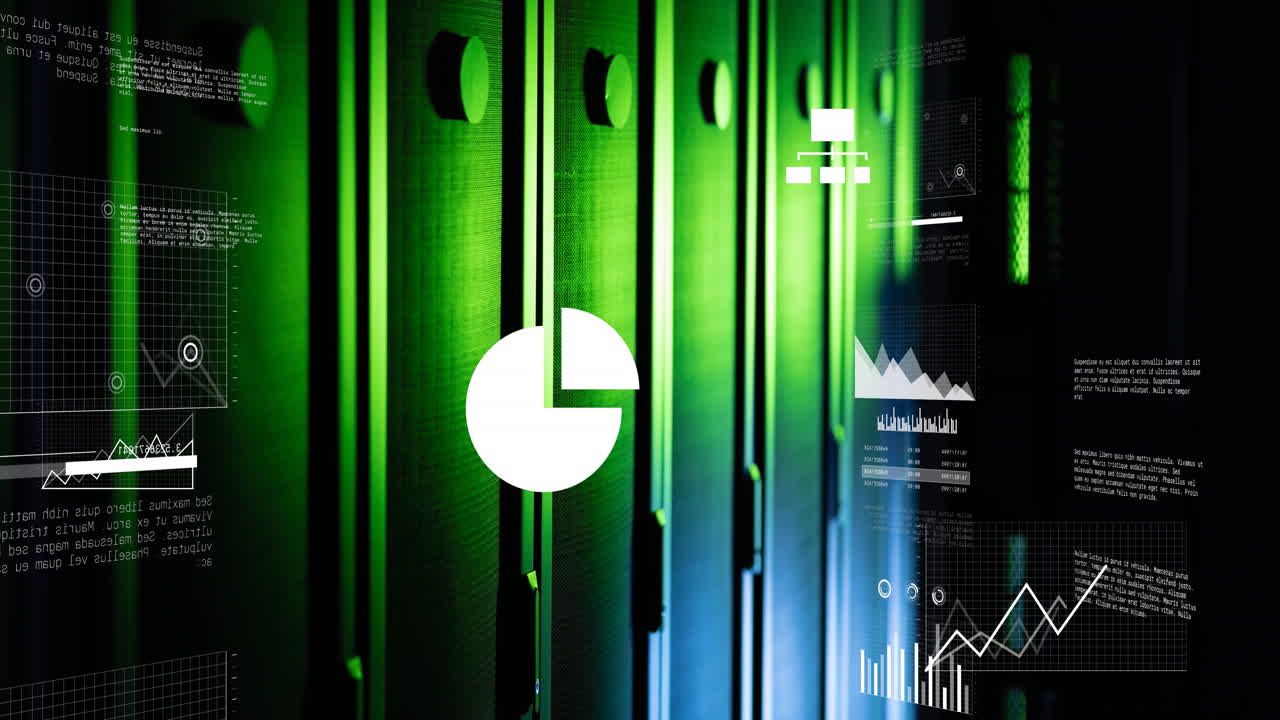 Animation of financial data processing over computer servers