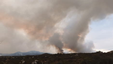 Time-lapse-of-raging-mountain-fire-across-the-hill-at-Fairview-Fire-California