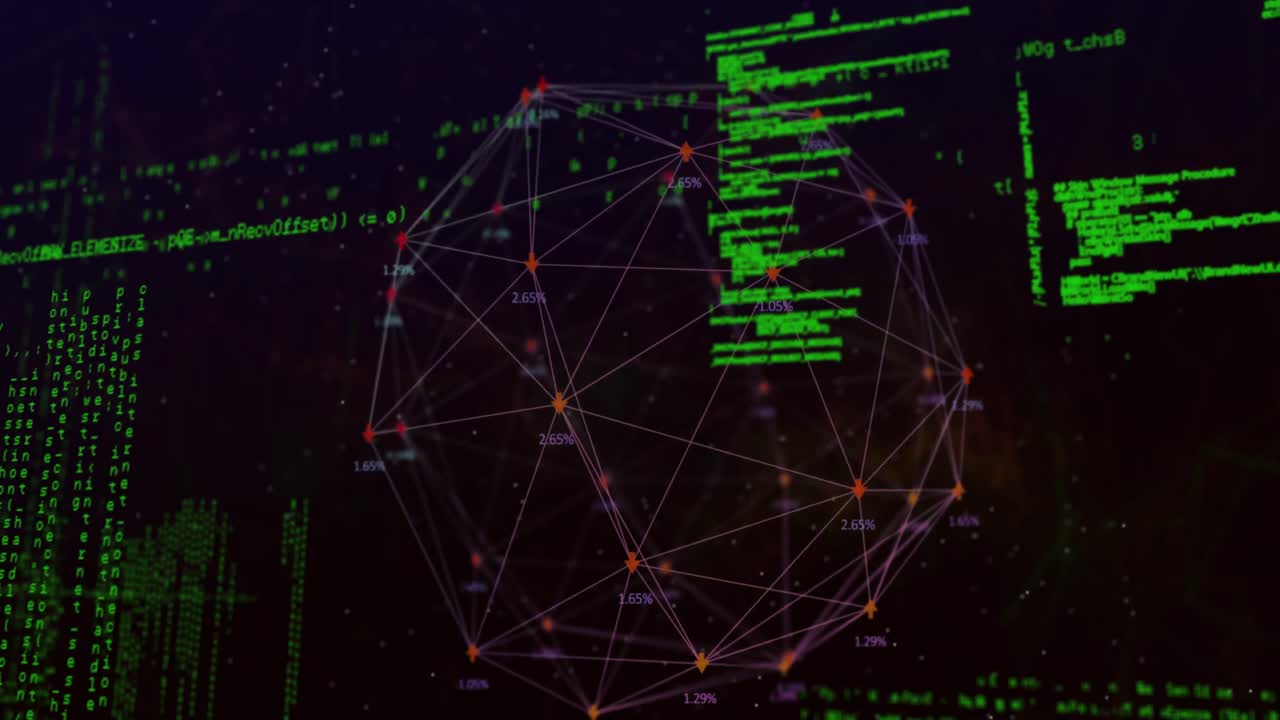 animação do globo com rede de conexões e processamento de dados