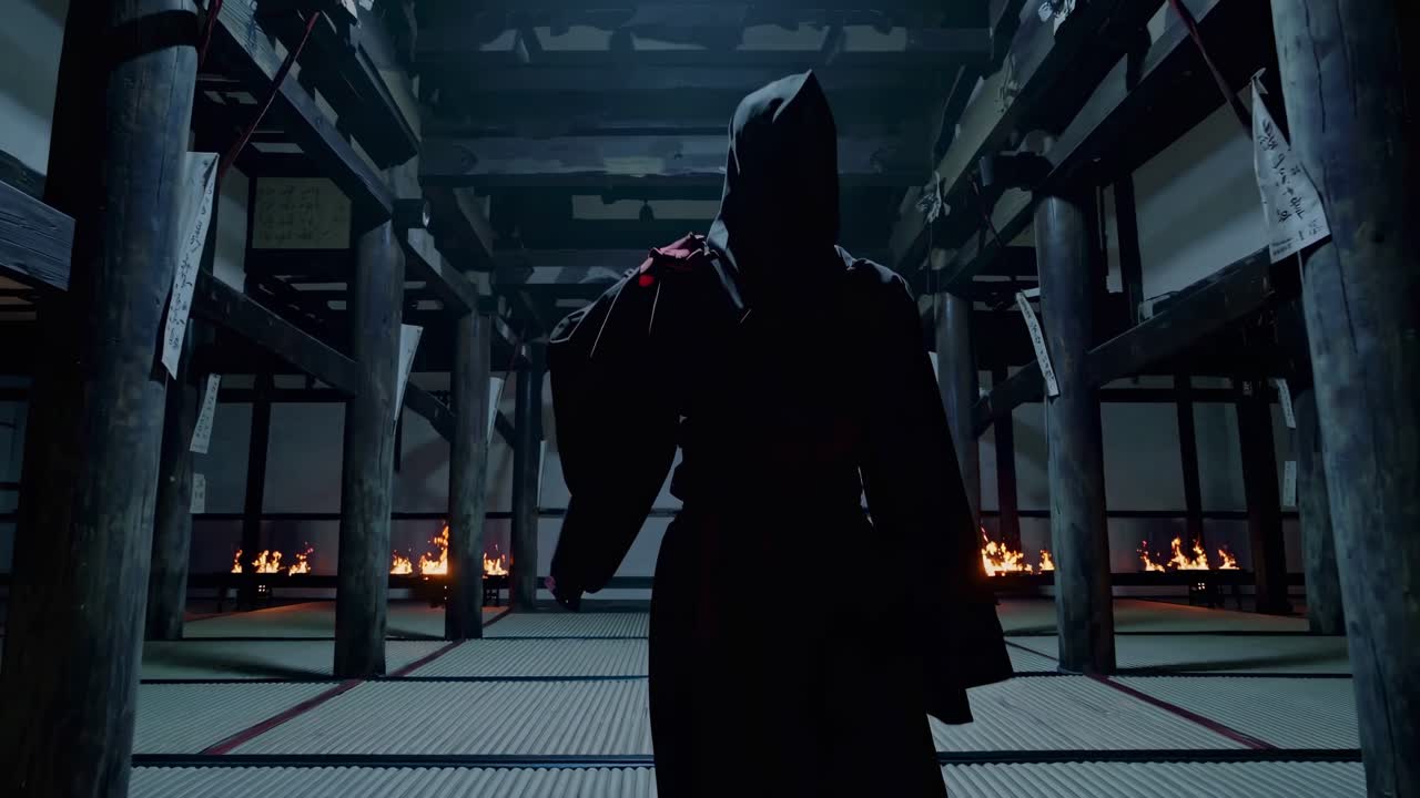 Mystical Monk in a Japanese Temple
