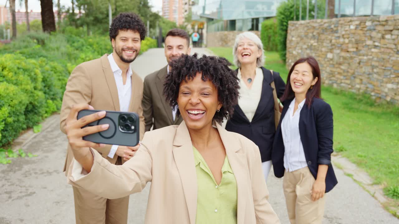 Group of business people taking a selfie