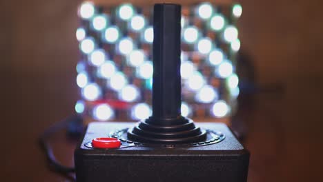extreme close-up of vintage video computer console tv game joystick. 4k zoom-in footage