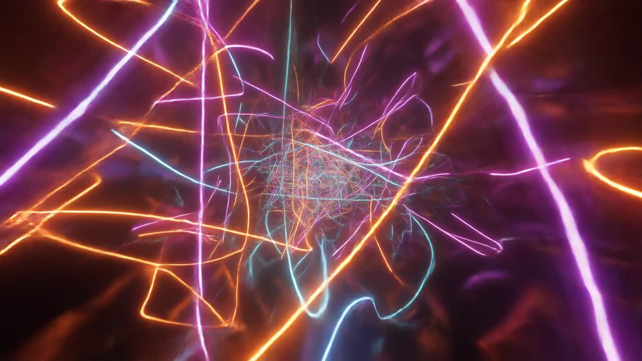 Tunnel astratto dinamico di linee al neon luminose