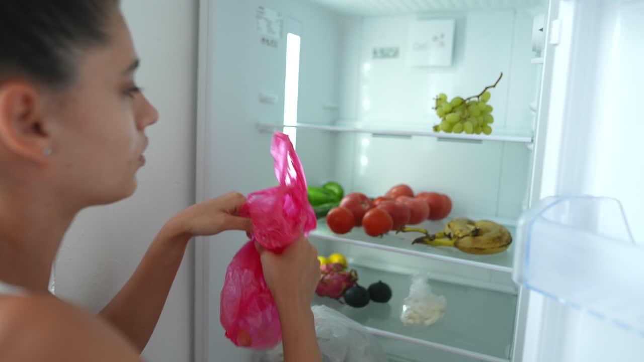 persona mirando dentro de un refrigerador lleno de comida