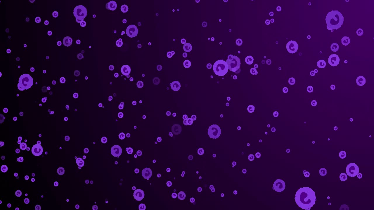 animación de círculos púrpuras flotando sobre un fondo violeta