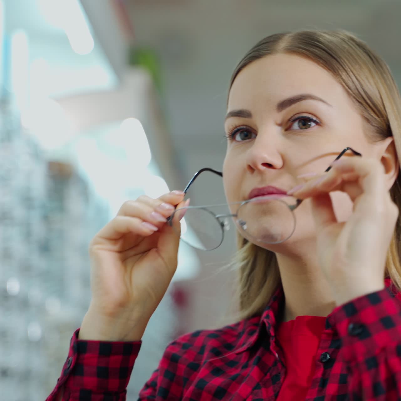 Glasses in optical store