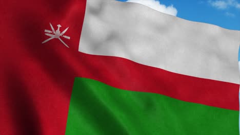 oman flag waving in the wind, blue sky background. 4k