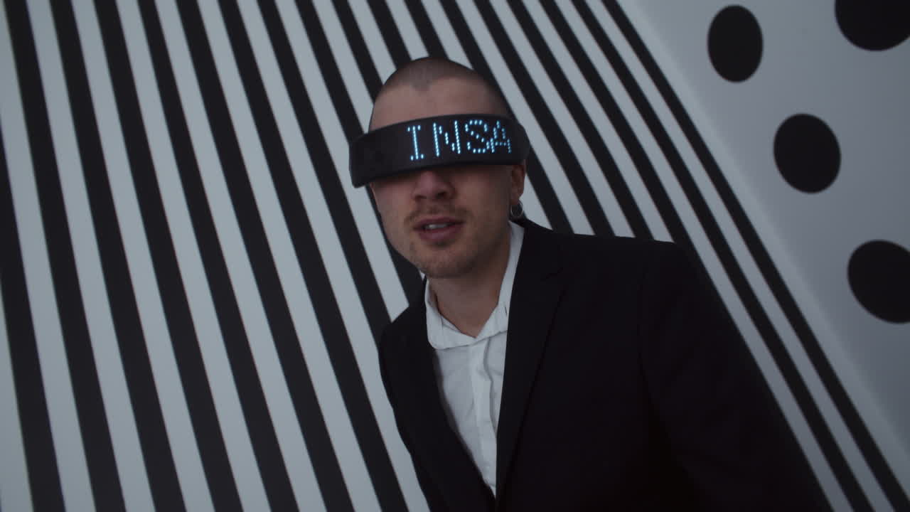 Man Wearing Futuristic VR Headset