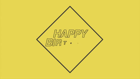 texto moderno de feliz cumpleaños en el marco en gradiente amarillo