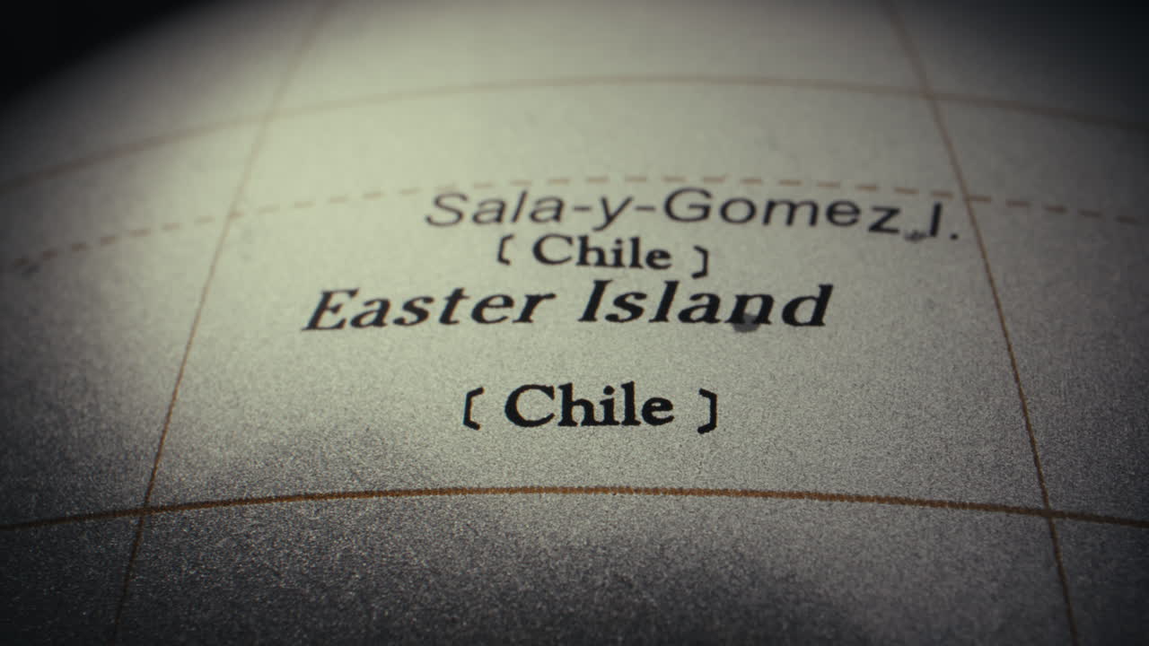 Close-up of Easter Island on a Globe Map