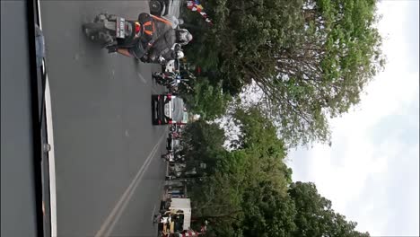 road and traffic atmosphere in downtown bandung, indonesia