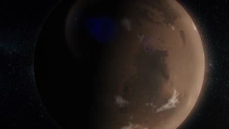 close-up of mars in space