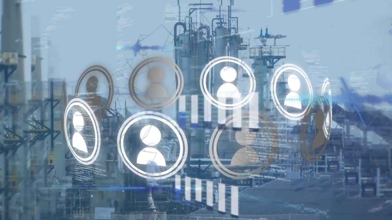 animación del procesamiento de datos sobre la fábrica