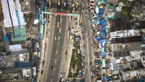 4k drone shot of busy road where vehicles are moving