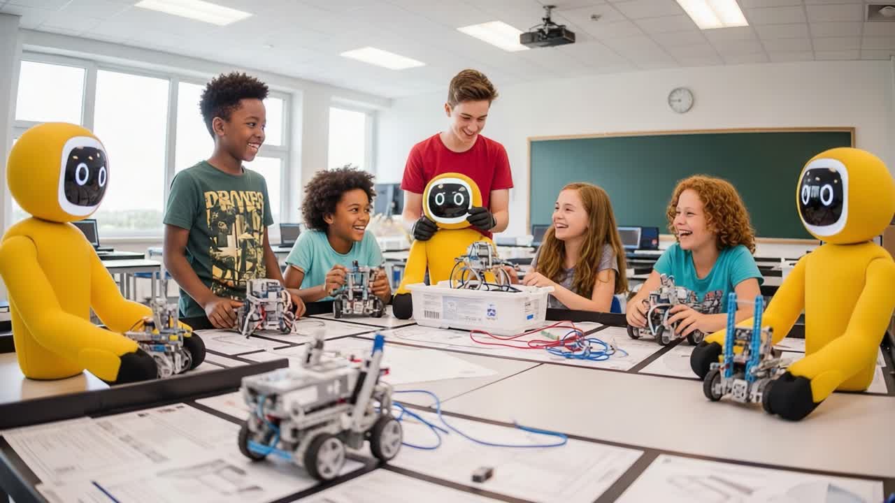 Exciting Robotics Workshop: Youth Collaborate with Interactive Robots and Build Innovative Projects in a Dynamic Classroom Environment