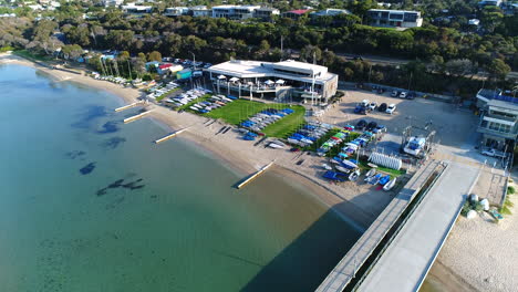 flying over yacht club and marina