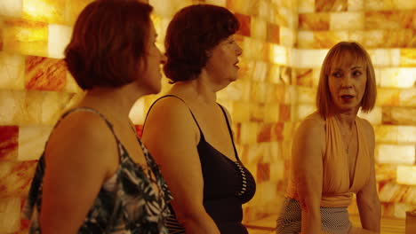 women relaxing in a salt room spa