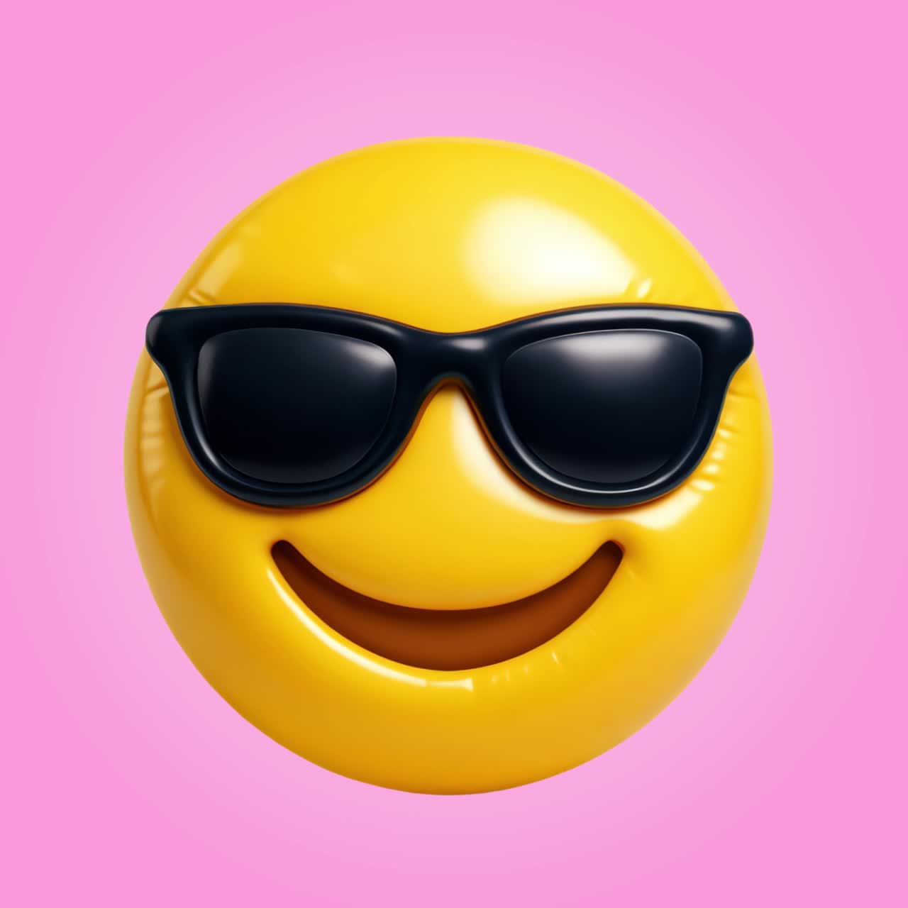 Cool emoji with sunglasses animation isolated asset, transparent 4K video, alpha channel, ProRes