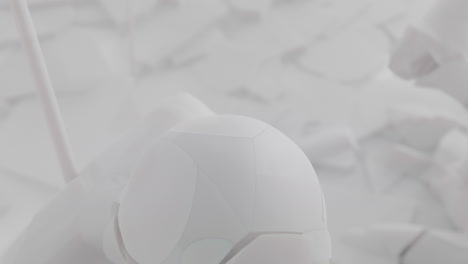 crushed android shells on spikes on a foggy, white junkyard